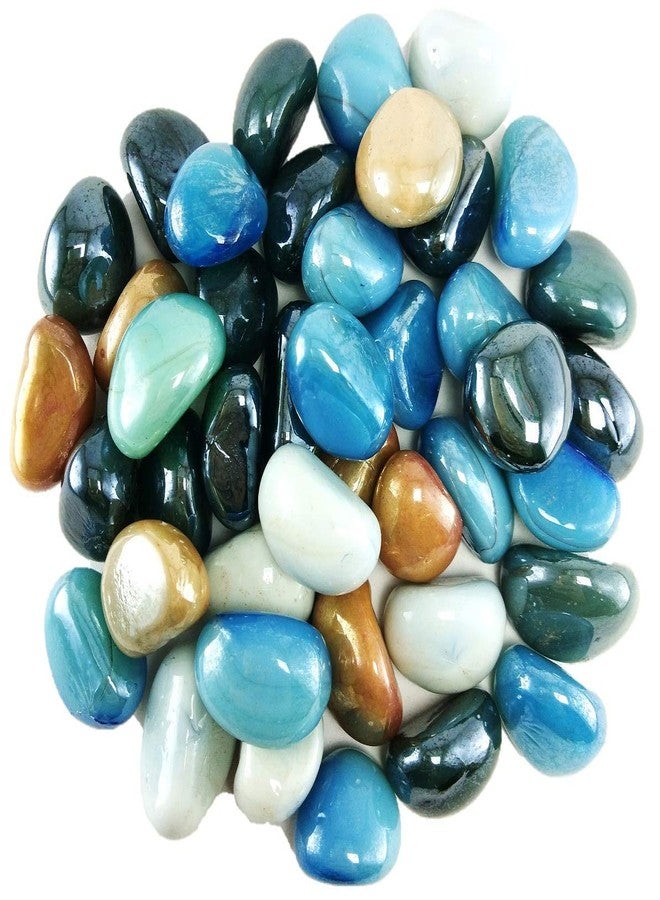 دي أس حصى/أحجار/خرز زجاجي متعدد الألوان بلون حليبي كاجو من دي إس لأحواض السمك والطاولات والمزهريات والنوافير (حوالي 50 قطعة) - Image 1